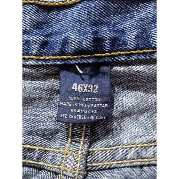 Full Blue Denim Jeans Men's Size 46x32 Medium Straight Fit 100% Cotton - Picture 3 of 9